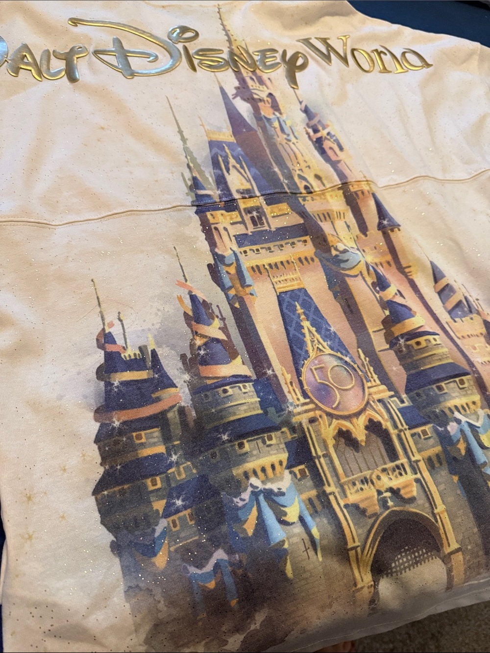 Disney Cream Long sleeve Shirt with Gold Embossed Emblem- 50th Anni